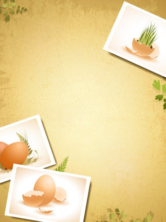 Vintage Easter background with some egg photos, copyspace for your textのイラスト素材