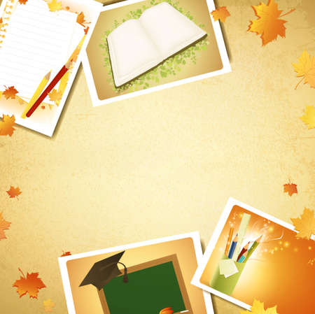 Vintage education background with some schooling photos, copyspace for your textのイラスト素材