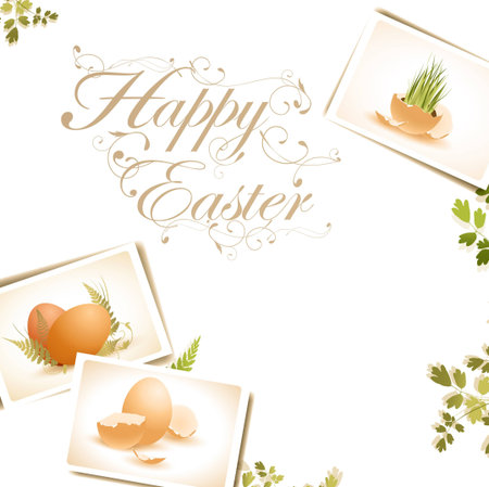 Easter background with some egg photos, copyspace for your textのイラスト素材