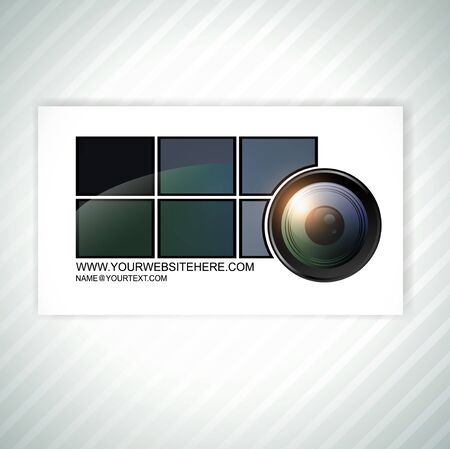 photographer abstract business card template with camera lensのイラスト素材