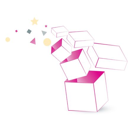 illustration of magic box packaging over white backgroundのイラスト素材