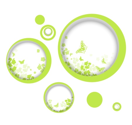 Spring or summer vitality abstract frames with butterflies and flowers silhouette, copyspaceのイラスト素材