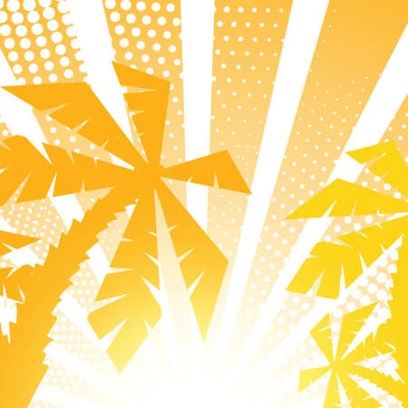summer palm silhouette abstract yellow backgroundのイラスト素材