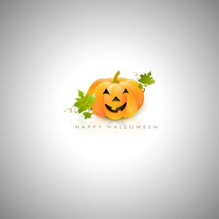 Halloween Pumpkin With Green Leaves and Greetings のイラスト素材