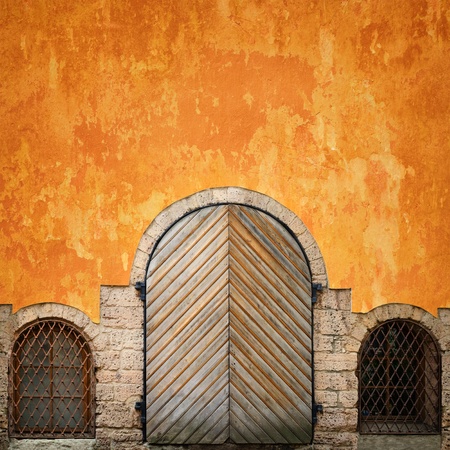 gates with two windows of ground floorの写真素材