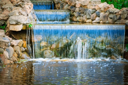 Small Water Cascade In The City Parkの写真素材
