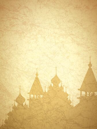 Religion Vintage Paper Background With Church Cupola Silhouette, Copyspaceのイラスト素材