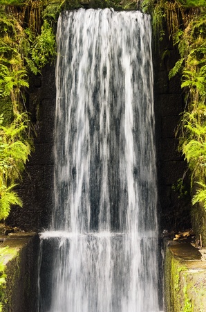 Water Cascade Falls From A High Wallの写真素材