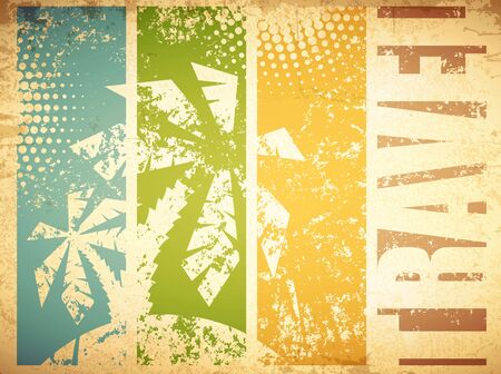 Vintage Travel Abstract Grunge Background With Palm Treesのイラスト素材