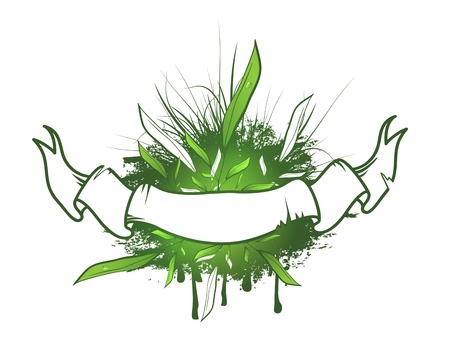 Abstract Green Tea Leaf Ribbon Design With Copyspaceのイラスト素材