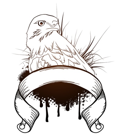 Grunge Eagle Design With Scroll Ribbon and Copyspaceのイラスト素材