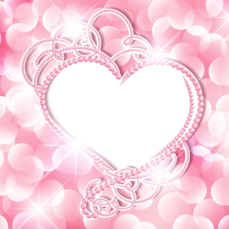 Wedding Love Holiday Background With Pearl Heart Frameのイラスト素材