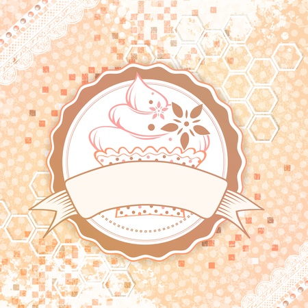 Vintage Cake Design Background With Ribbon, Copyspaceのイラスト素材
