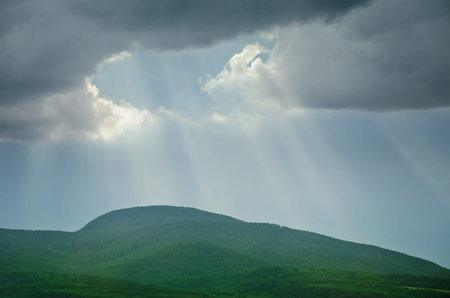 Sun Rays Over The Mountains Of Hungary 