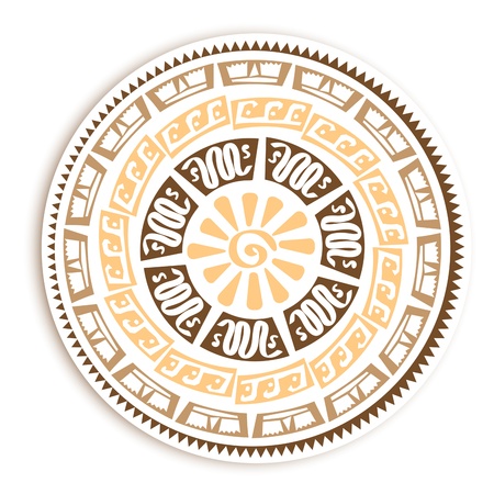 Abstract Vintage Petroglyph Round Emblem Over Whiteのイラスト素材