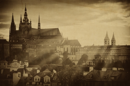Stylized Under Olden Photo Of Prague, Czech Republicの写真素材