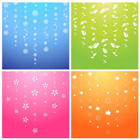 Four Seasons Abstract Background  Winter, Spring, Summer,Autumnのイラスト素材