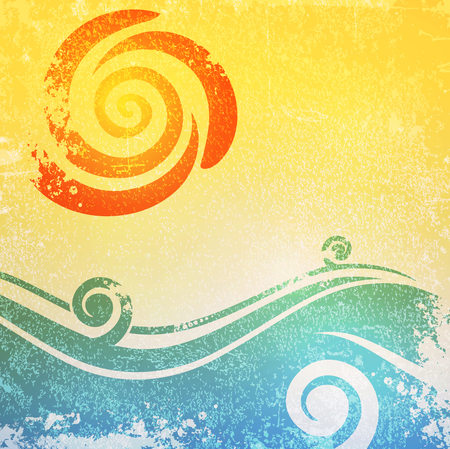 Gunge Summer Background With Abstract Sea and Sunのイラスト素材