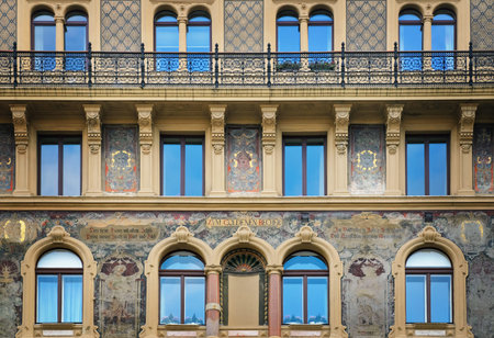 Facade Of One Of The Houses Of Viennaの写真素材