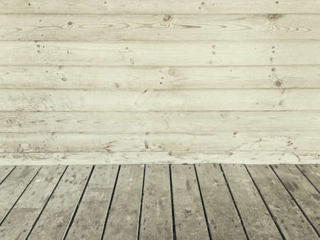 Empty Room With Wooden Wall And Floorの写真素材