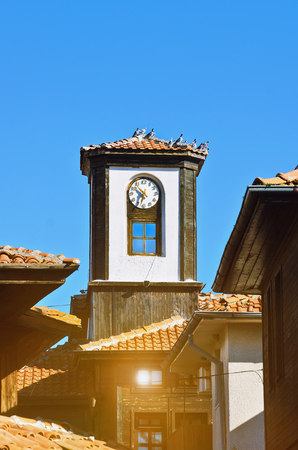 Clock Tower In The Old Nessebar  Bulgariaの写真素材