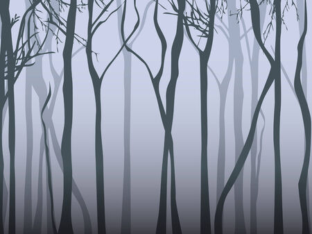 Abstract Dark Fog Forest Illustration in Grey Coloursのイラスト素材