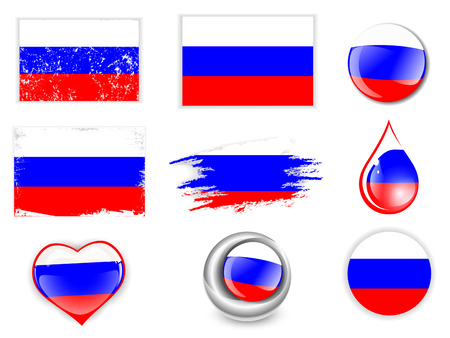 Collection of Russian Federation Flag Symbols Over White Backgroundのイラスト素材