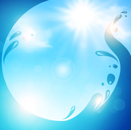 Abstract Water Frame With Bright Sun and Blue Skyのイラスト素材