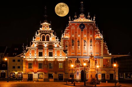 Restored Blackheads House In The Old Riga. Latvia.の写真素材