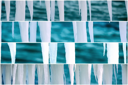 Icicles On A Background Of Sea