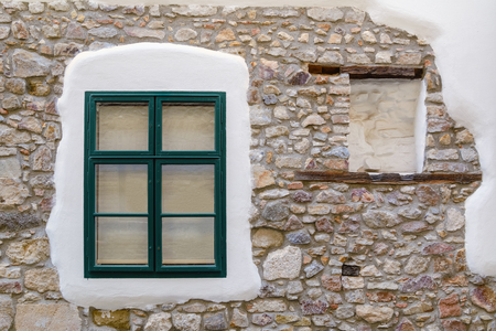 Old Stone Wal with Closed Windowの写真素材
