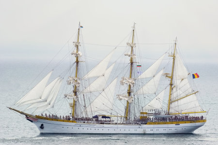 VARNA, BULGARIA - MAY 3, 2014: Three Masted Barque "Mircea" from Romania at the SCF Black Sea Tall Ships Regatta 2014のeditorial素材