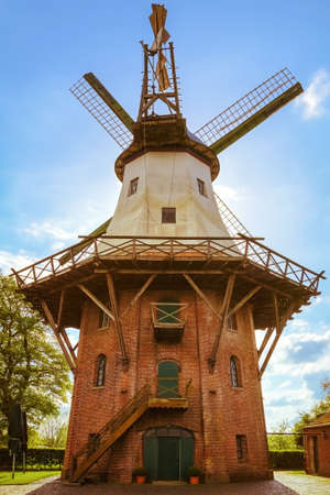 A Windmill under the Cloudy Skyの写真素材