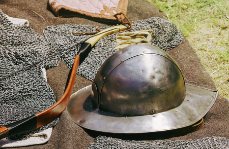 The Old Metal Helmet of the Warriorの写真素材