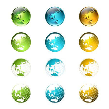 World Multicolored Globe Icon Setのイラスト素材