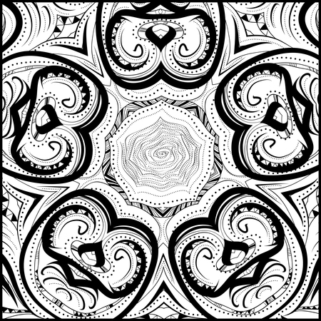 Illustration of Abstract Floral Graphic Background in Black and Whiteのイラスト素材