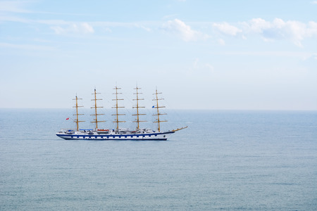 Big Sailing Ship in the Black Seaの写真素材
