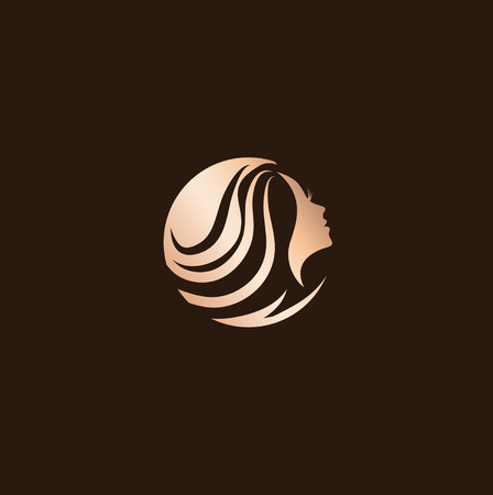 Woman Beauty Hair Salon Design At Dark Backgroundのイラスト素材