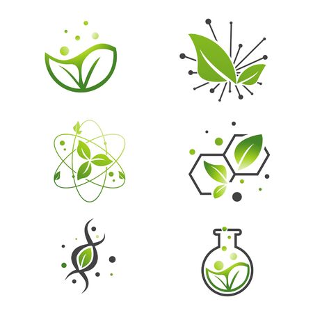 Vegan Natural Green Leaf Abstract Science Lab Collectionのイラスト素材