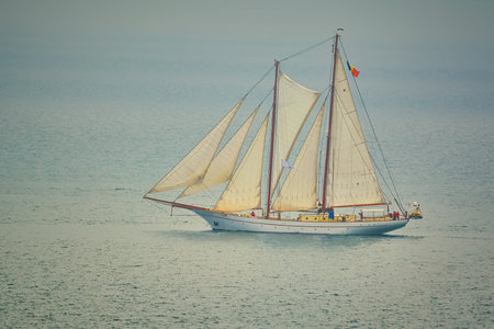 Two Masted Sailing Ship in the Black Seaの写真素材