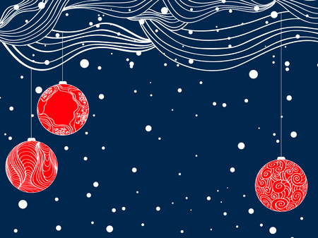 Flat Winter Holiday Background With Red Balls and Copyspaceのイラスト素材