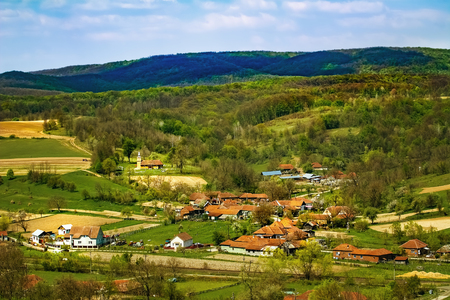 Settlement in the Carpathian mountains, Romaniaの写真素材