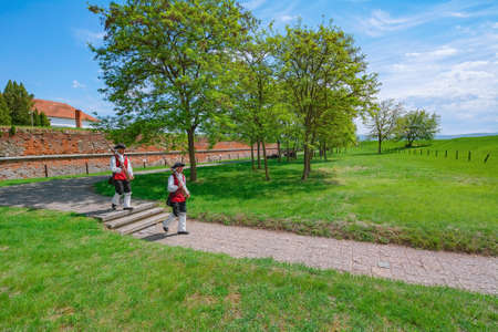 Alba Iulia, Romania - May 04, 2019: Changing of the Guard During the Festival Roman Apulumのeditorial素材