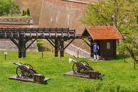 Alba Iulia, Romania - May 04, 2019: Fortress Cannon Ready to Fire.  During the Festival Roman Apulumのeditorial素材