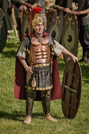 Alba Iulia, Romania - May 04, 2019: Roman Legionnairy during the Festival Roman Apulum