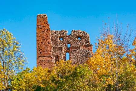 Livonian Order stronghold fortress ruins in Ludza, Latviaの写真素材
