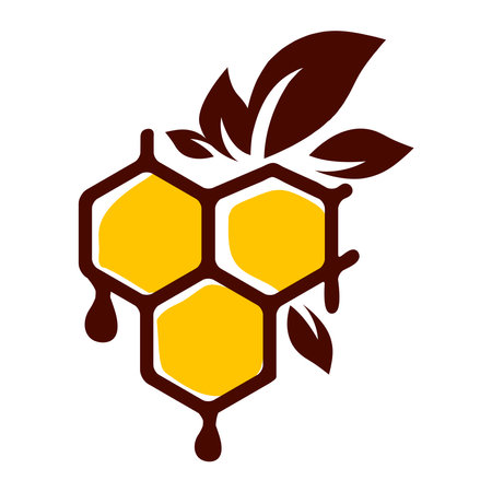 The honeycomb with leaves around it over whiteのイラスト素材