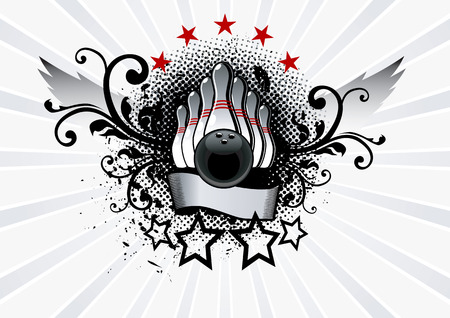 Bowling Emblem Grunge Vector Illustrationのイラスト素材