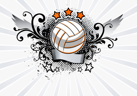Heraldic Volleyball Emblem Vector Illustrationのイラスト素材