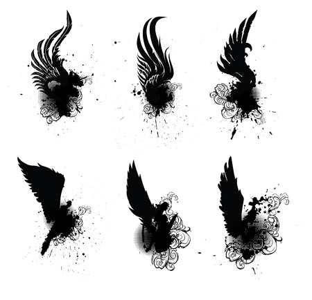 Heraldic Wings Set Vector Illustrationのイラスト素材